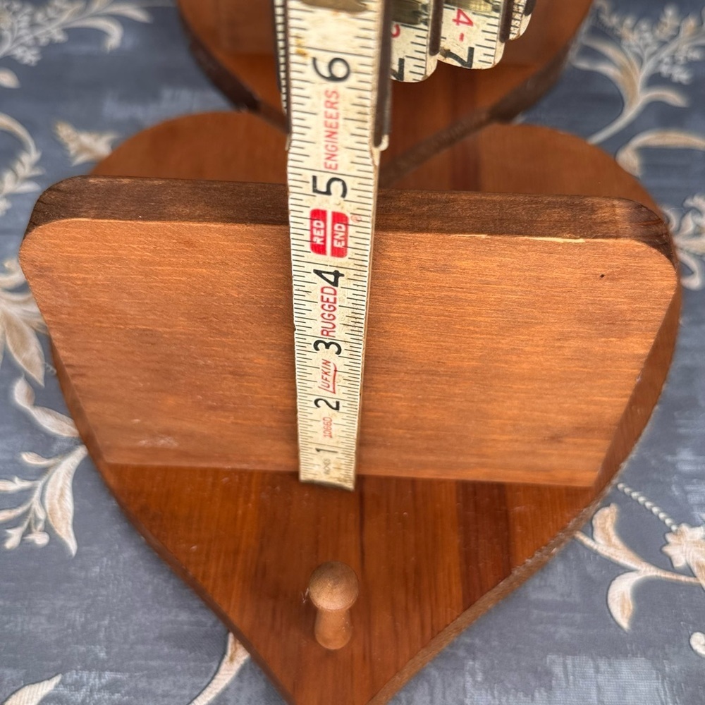 Vintage Heart Wood Wall Shelf 3 Tier Display Shelf with Peg Cottage Decor - Picture 14 of 16
